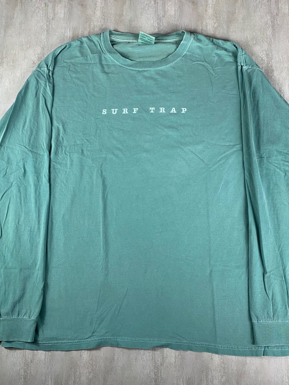 Comfort Colors Surf Trap Long Sleeve T-Shirt Mens XL Green Seafoam Garment Dye